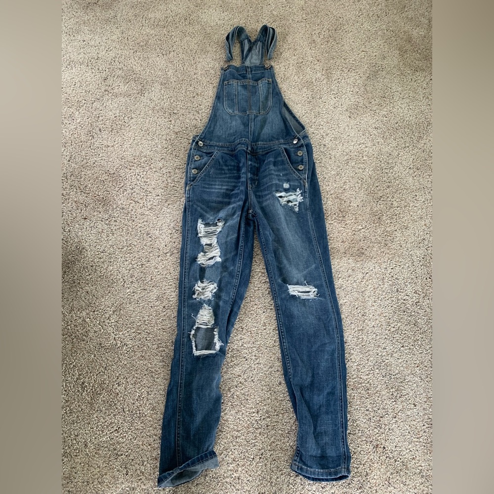 American eagle distressed overalls